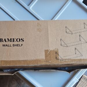 Modern Black Wall Shelf/ qty 3 Black wooden shelves & metal holders